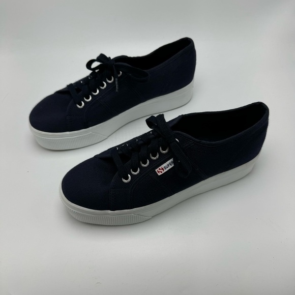 Superga 90s Platform Sneakers Navy Blue 2790A Casual Shoe Size 40 US Size 9 - Picture 4 of 9